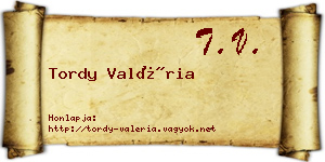 Tordy Valéria névjegykártya