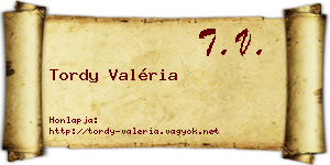 Tordy Valéria névjegykártya